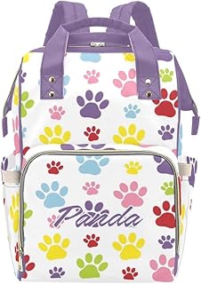 Anneunique Color Paws Diaper Bags Backpack with Name Personalized Baby Bag Nursing Nappy Bag Travel Tote Bag Gifts for Mom Girl, 10.83 x 6.69 x 15 Inch