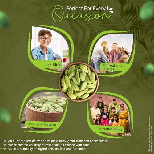 Image of GreenFinity Whole Green Cardamom (Elaichi) - 100g | 8 mm Bold Size | Premium Grade | Aromatic • Non-GMO • Fresh & Large Pods for Cooking, Baking & Tea [50g x 2]