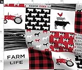 Spoonflower Fabric - Farm Life Wholecloth Black Red Wood Grain Farming Nursery Patchwork Printed on Minky Fabric by The Yard - Sewing Baby Blankets Quilt Backing Plush Toys