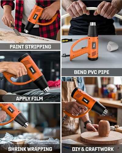 Image of FEDUS Heat Gun Hot Air Gun Temperature Machine 2000W, 2 Temp Settings Great for industrial use & Crafts, Removing & Drying Paint, Shrink Tubing /Wrapping Packing, Bend Plastic Pipes, Epoxy Resin