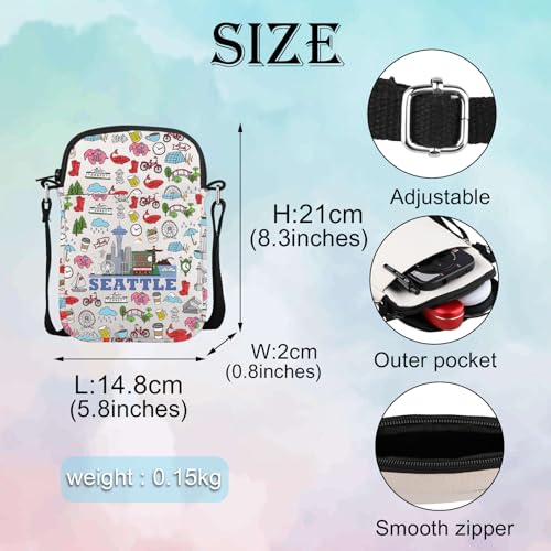 MEIKIUP Seattle Travel Makeup Bag Seattle Gift Seattle Landmarks Zipper Pouch Bag Seattle Souvenir for Seattle Traveller (Seattle CB)4