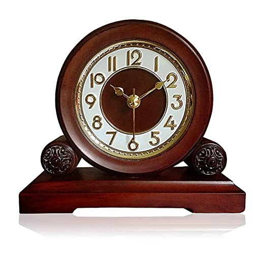 Reloj de Mesa Reloj de repisa Retro Vintage Reloj de repisa de Chimenea Decorativo silencioso Reloj de repisa de Madera con Pilas para decoración de Sala de Estar Oficina Hogar