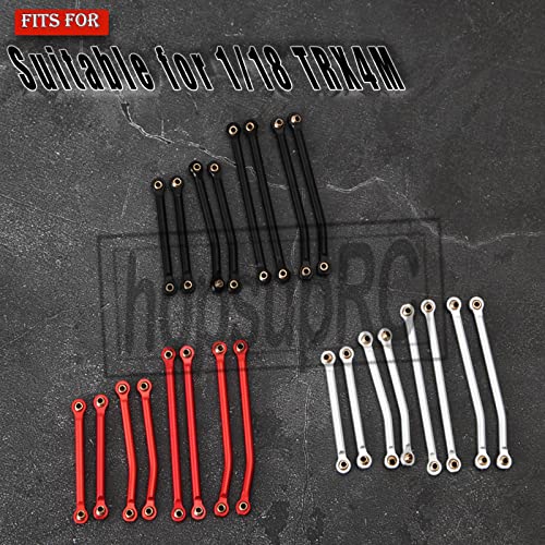 Hopsuprc Upgrades For 1/18 Trx4M,Front Rear Adjustable Shock Towers,Chassis Links Suspension Links,Centor Gearbox Transmission Case,Steering Servo Mount,Skid Plate Transmission Mount Set,Black #TOP1