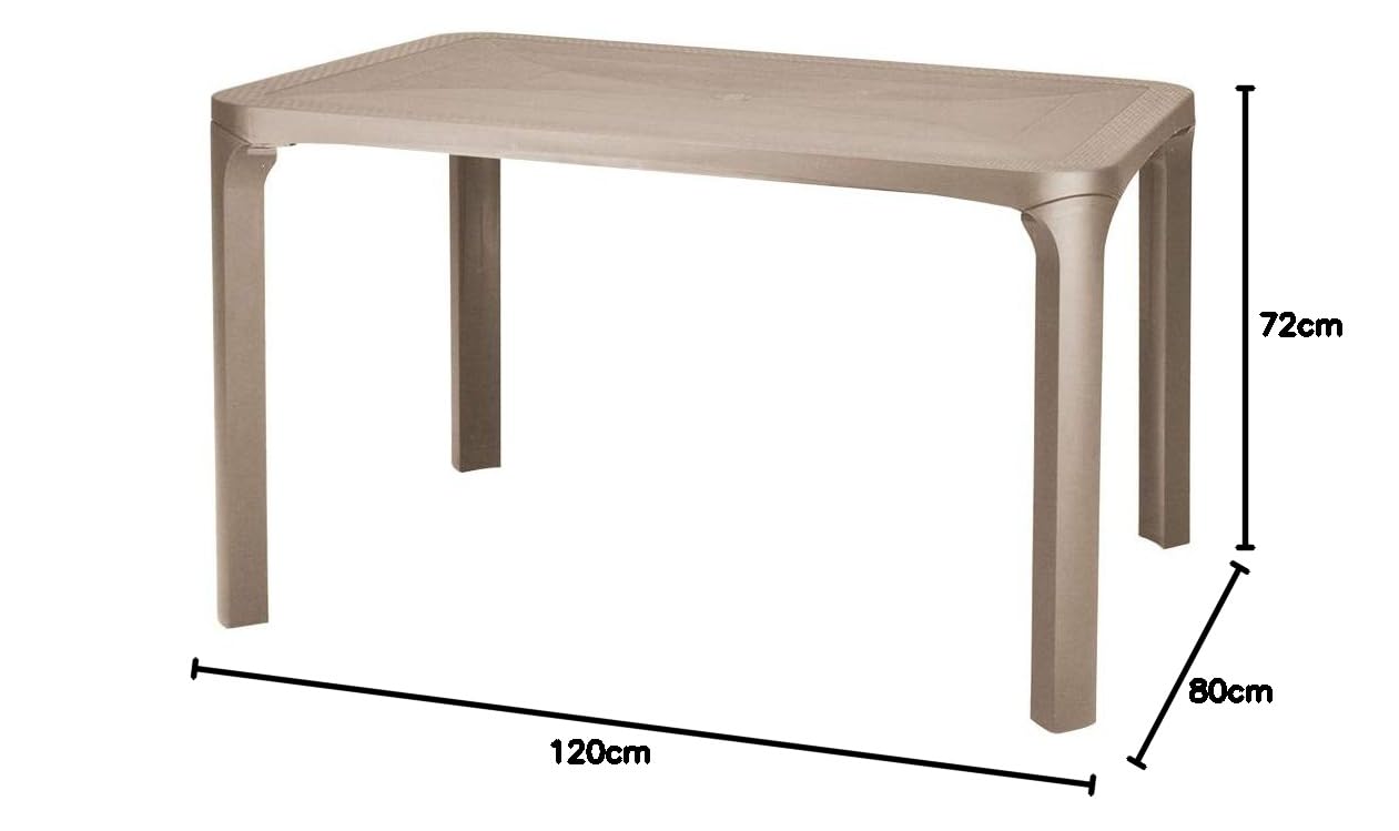 GRAND SOLEIL Grandsoleil Secur Resina polimerica Greenpol Tavolo Rettangolare, Verde, Iuta, 120 x 80 x 72 cm