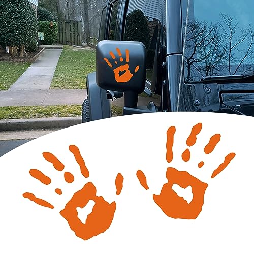 Image of gunhunt 2 Pcs Wave Stickers, Automobile Wave Activity Auto Waving Hand Stickers, Car Decoration for Rearview Mirror Left Right, Compatible with Most Car Models Mirror Decorative Sticker (Orange)