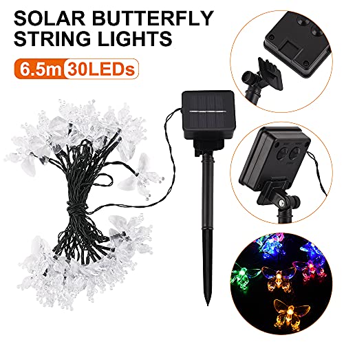 Tebocr Butterfly Solar String Lights Outdoor 16 Feet 20 Led Multicolor Waterproof Solar Powered Fairy Lights 8 Modes Decorative Lights For Patio Garden Yard Fence Wedding Christmas Party #TOP4