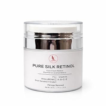 Pure Silk Retinol Night Cream Pharmacist Formulated Anti-Aging Face Moisturizer Snail Mucin & 7% Hyaluronic Acid Vitamin A-B-C-E Complex for Wrinkles Non-Greasy PM Renewal 50ml
