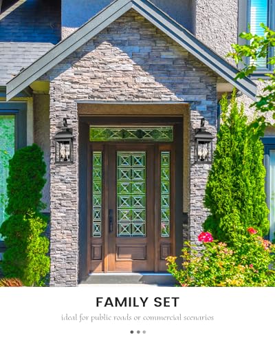 Image of FEMILA 3-Light Outdoor Wall Light, 26 inch Large Exterior Wall Lantern with Water Ripple Glass, Porch Light for Entryway, Patio, Garage, and Doorway, E12 Base, 4FD54B-L SD BK