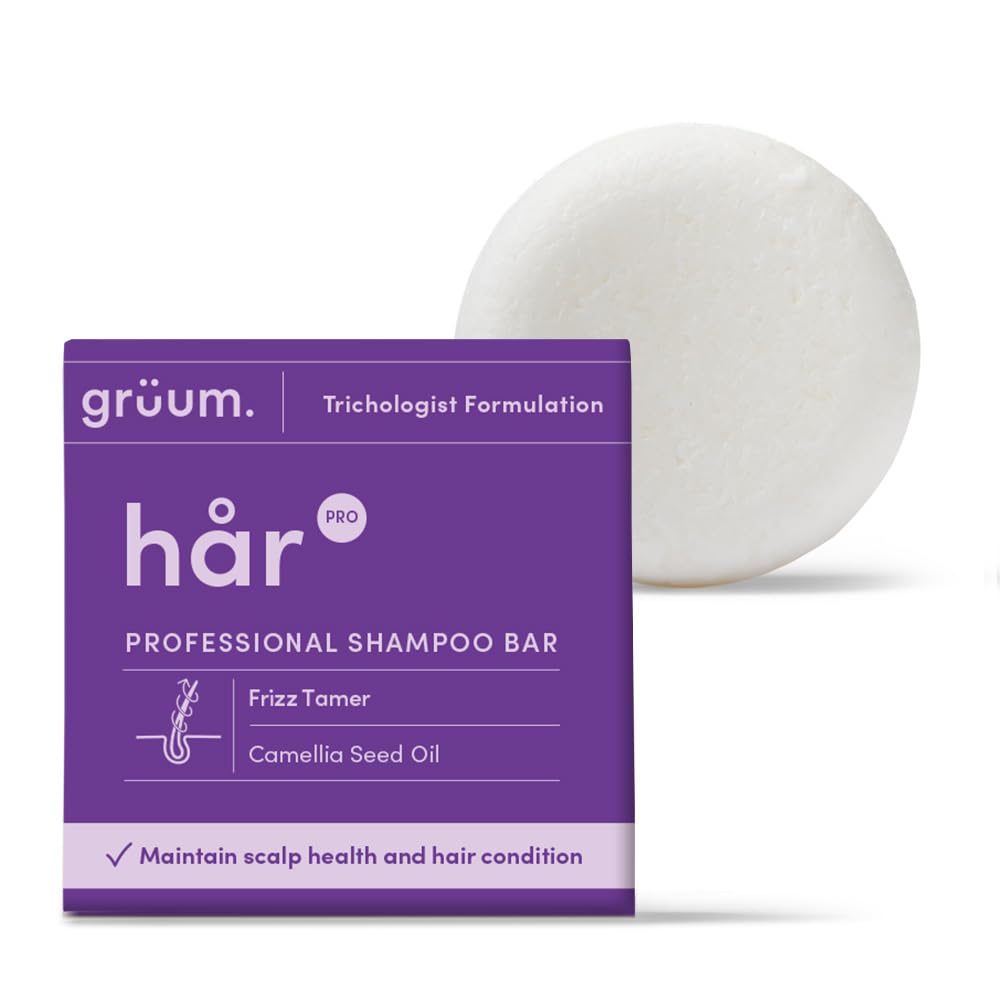 grüum Frizz Tamer Shampoo Bar 50g, Solid Shampoo Bars for Hair Up to 60 Washes, Plastic Free Vegan Bar for Men & Women