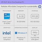 HP 23.8 inch All-in-One Desktop PC, FHD Display, Intel Core i5-1334U, 16 GB RAM, 512 GB SSD, Intel UHD Graphics, Windows 11 Home, Shell White, 24-cr0112 (2025) - Image 2