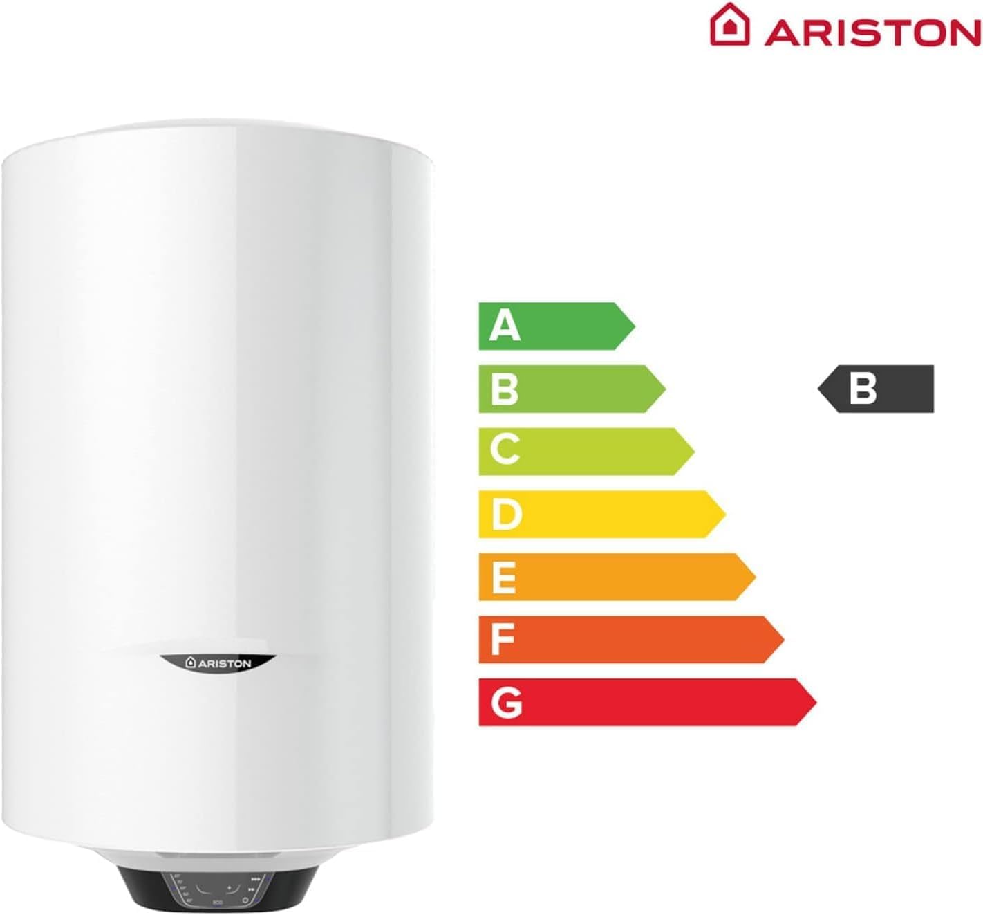 Ariston, Pro1 Eco Slim - Scaldabagno Elettrico Verticale, Thermos Elettrico 50 Litri, Regolazione della Temperatura Esterna 37,3 x 35,3 x 83,7 cm, Prodotto per Installazione in Spagna (Classe