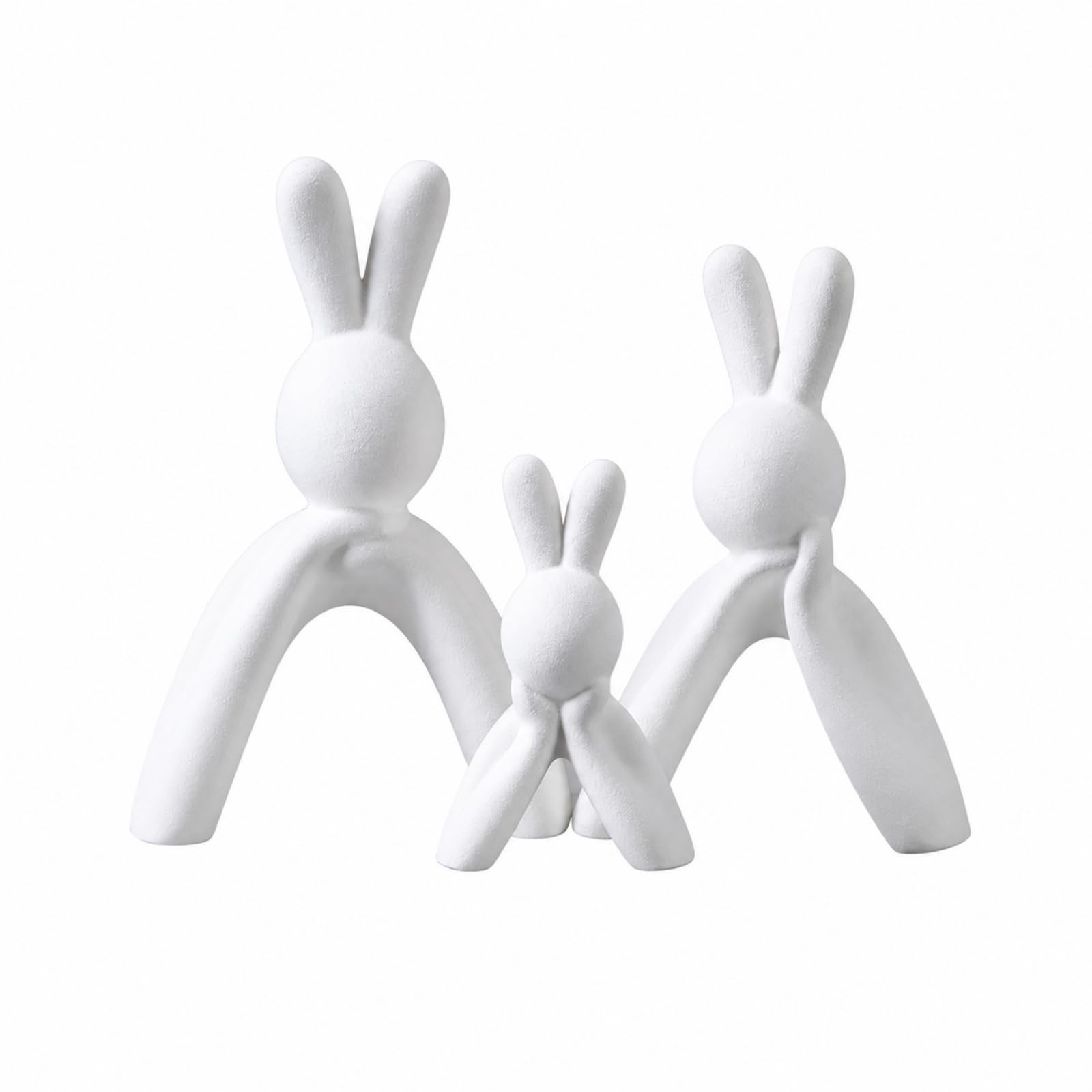 3 Stück Keramisch Osterhase | Strukturierte Oberfläche, Tischaufsatz, für Ostern, Eingangsbereich