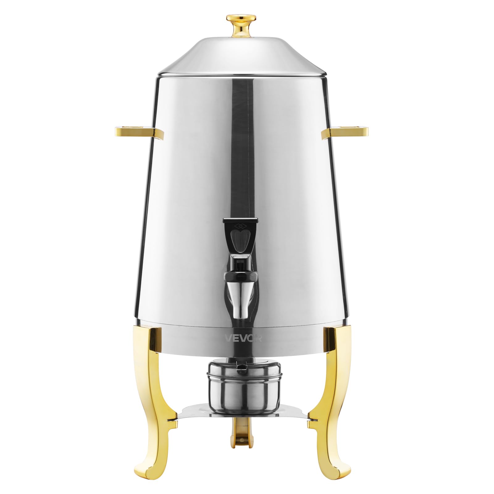VEVOR Distributore di Bevande, 13 L per Feste, Contenitore di Succhi in Acciaio Inox con Bruciatore ad Alcol, Bevande Calde e Fredde con Rubinetto per Caffè, Tè, Acqua Calda, per Ristoranti Hotel
