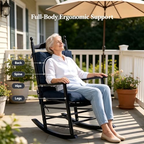 Image of QILLOWAY Outdoor Chair Cushion for Patio Furniture, Waterproof Patio Cushions Set of 4 with Ties, Fade Resistant Replacement Pads for Outdoor Rocking Chairs,Navy