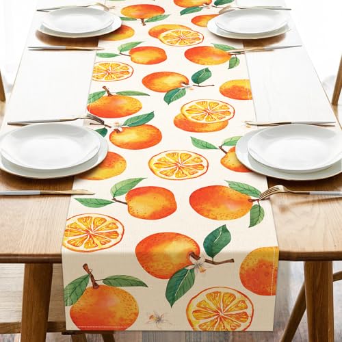 Croar Spring Summer Orange Dining Table Runner...