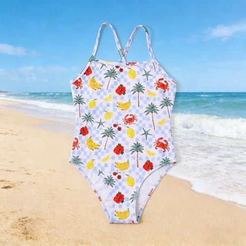 Image of Girls One Piece Swimsuit, Quick Dry Cute Bathing Suit for Kids, Comfortable Swimwear for Beach for 5-12 Years
