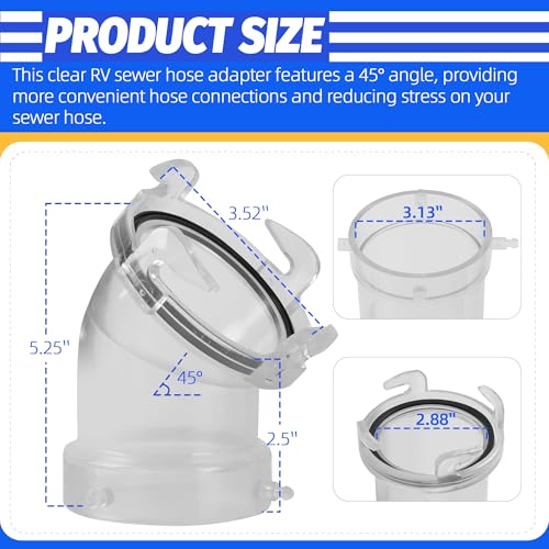 Image of 45 Clearview RV Sewer Hose Adapter with 3 inch Bay Lug - Durable, Leak-Proof Connection (Pack of 2)