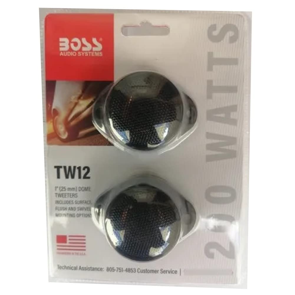 2 tweeter a cupola compatibile con BOSS AUDIO SYSTEMS TW12 TW 12 da 4,9 cm di diametro da 100 watt rms 200 watt max 4 ohm profondità 3 cm, bobina da 2,5 cm, a coppia