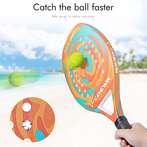 Lhyxuuk Raquete De Beach Tennis Tecnológica Fibra Carbon Profissional (Laranja)