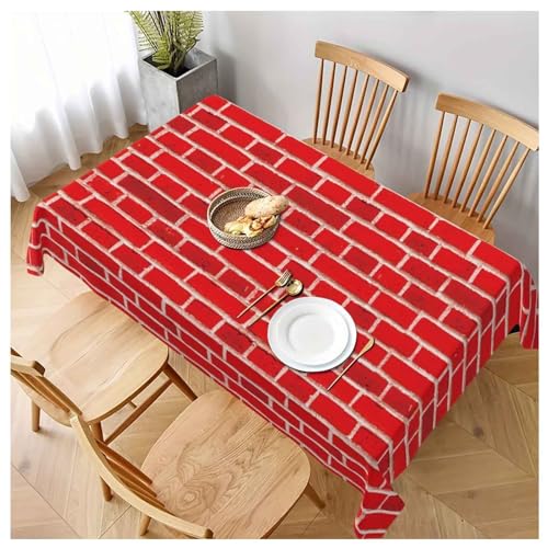 OTYRUIK Red Brick Wall Pattern Tablecloth Disposable Plastic Waterproof Rectangular Table Cover for Party Birthdays BBQ School Home Holiday Decorations 54x108Inch 3Pcs