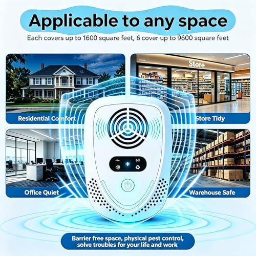2026 Upgraded Ultrasonic Pest Repeller Indoor Repellent & Mouse Traps for Ant, Roach, Mouse, Bugs, Mosquito, Mice, Spider, Rodent Repellent Ultrasonic Plug in, 4 Mode Switching, 6 Packs — view 6