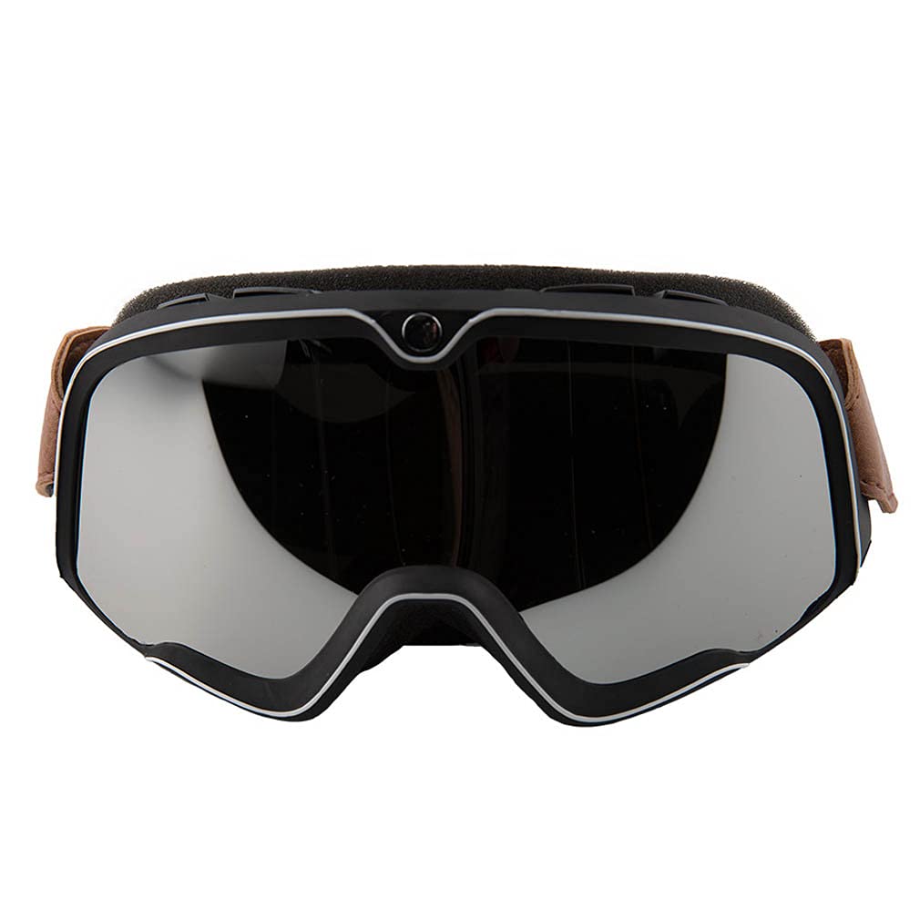BY CITY Gafas de Moto Vintage - Anti-vahó con doble cristal y cinta regulable antidezlizante