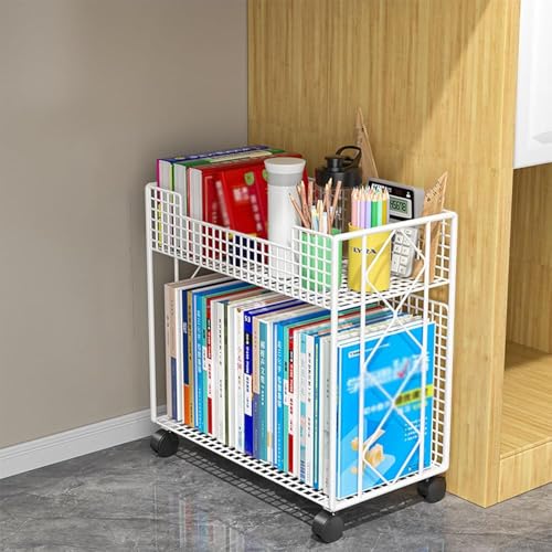 Lar - Carrello per libri in metallo, con ruote bloccabili, con cartelle sospese, per uso in classe