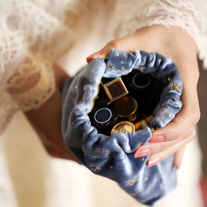 POPETPOP Cosmetic Bag for Women, Small Portable Blue Makeup Purse for Travel, Aesthetic Storage for Women, Girls2