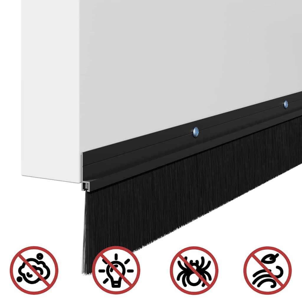Nakładane uszczelki szczotkowe do drzwi, czarne, 100 cm, ze stopu aluminium, tłumiące dźwięki, blokujące światło, izolujące ciepło i zimno do drzwi pokojowych i wewnętrznych