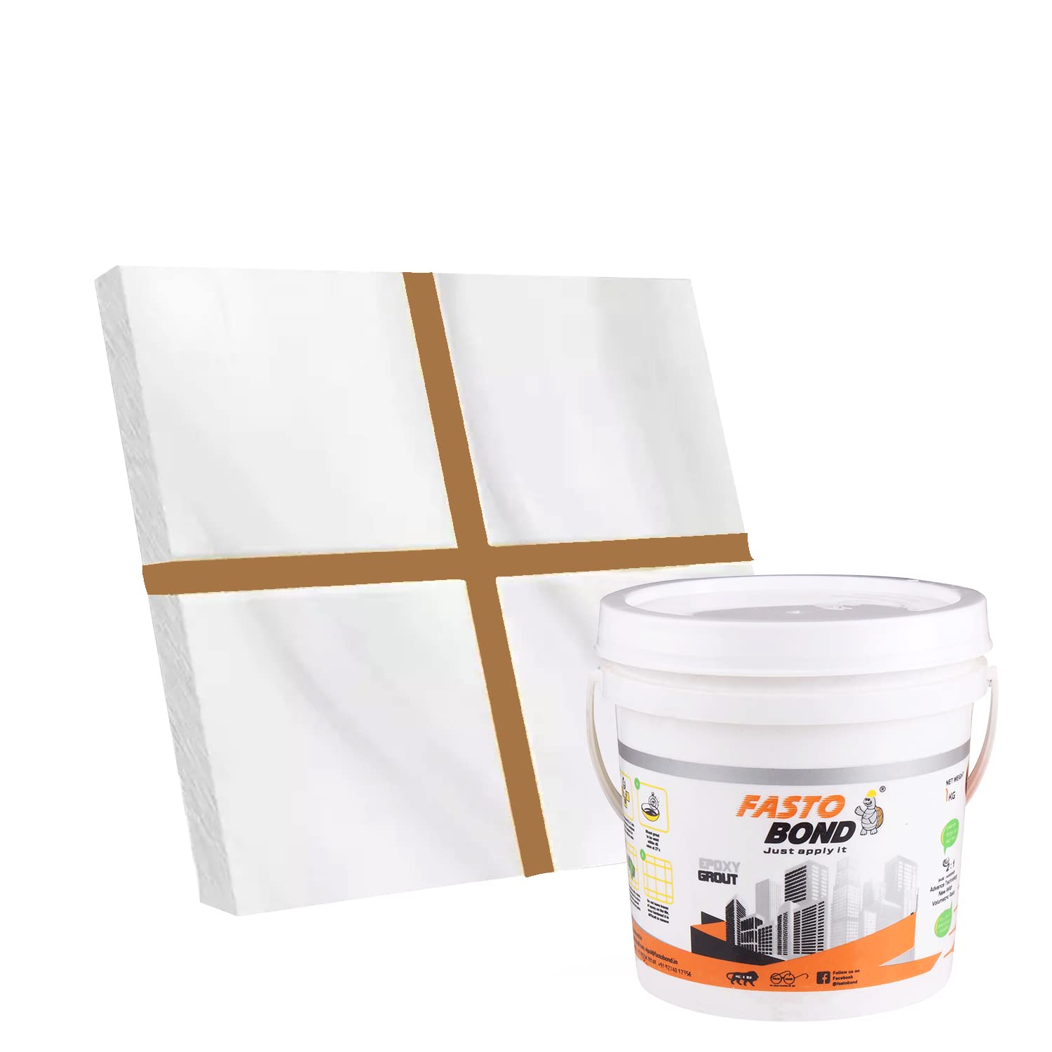 Vipul Fastobond Epoxy Grout - 1 Kg & 5 Kg - Solid_ Regular Colors Tile Grout_Fastobond | 3 Components Only | Premixed Filler For Uniform Finish (1 Kg, Coffee Brown)