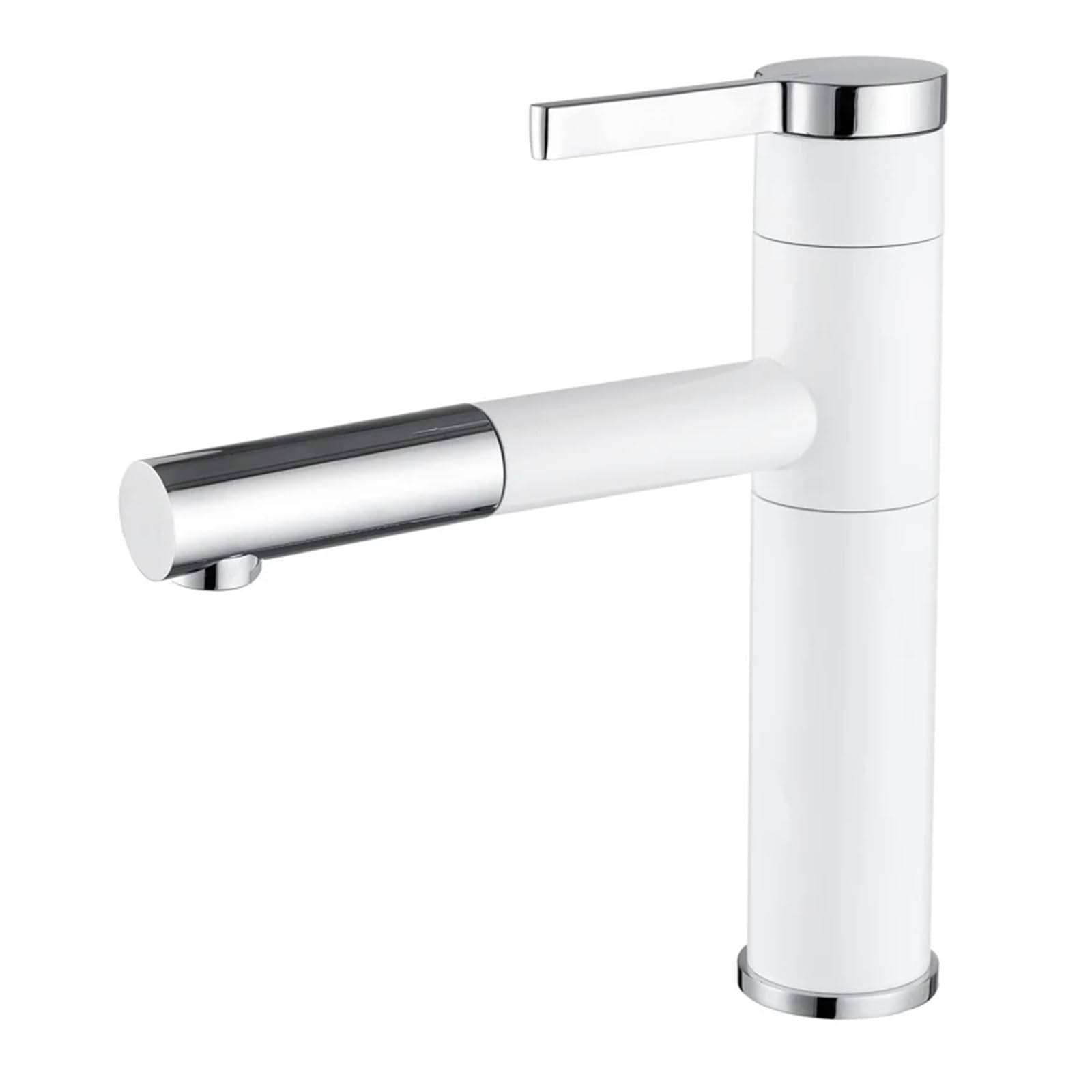 Mitigeur monocommande blanc chromé orientable pour trou de lavabo