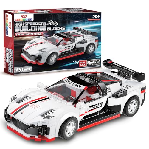 Image of Wembley Super Power Car Building Blocks Set for Kids 3+ Years | 241 PCS Pull Back Sports Car Model with Racing Driver Figure| STEM Construction Toy with Detailed Cockpit| Gift for Boys & Girls