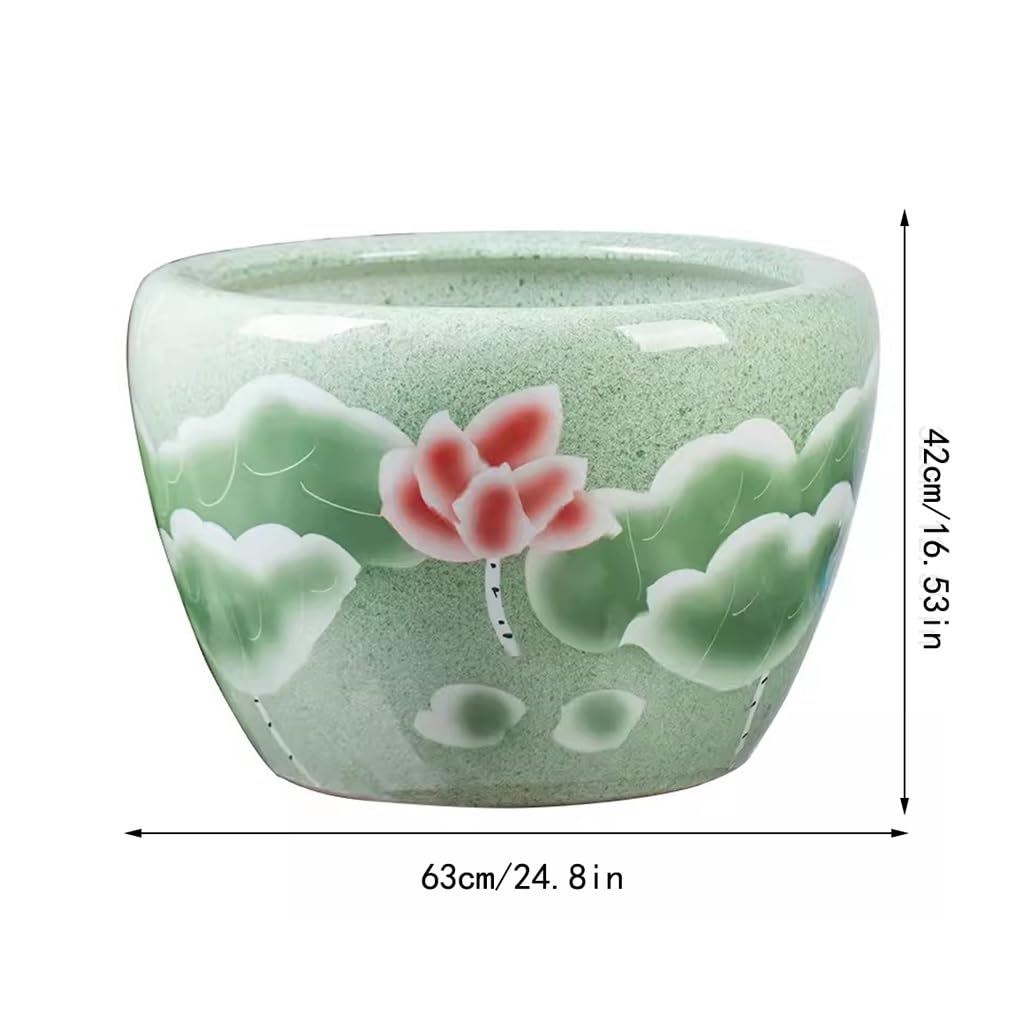 MACIUM Aquarium de Bols à Poisson Cour Jardin Grand Aquarium Lotus nénuphar Pot en céramique réservoir Bassin de Poisson Rouge intérieur Aquarium décoration Vase de Table (Size : 63cm)