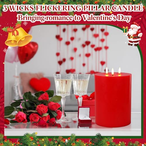 Image of Retisee 2 Pack Red Extra Large Flameless Candles 6'' x 8'', Classic