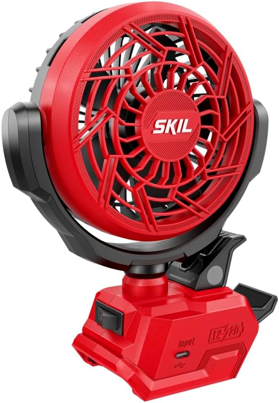 SKIL 12V/20V Brushless 4 in. Clamp Fan, Tool Only- FN0400D-00, One Size, Red