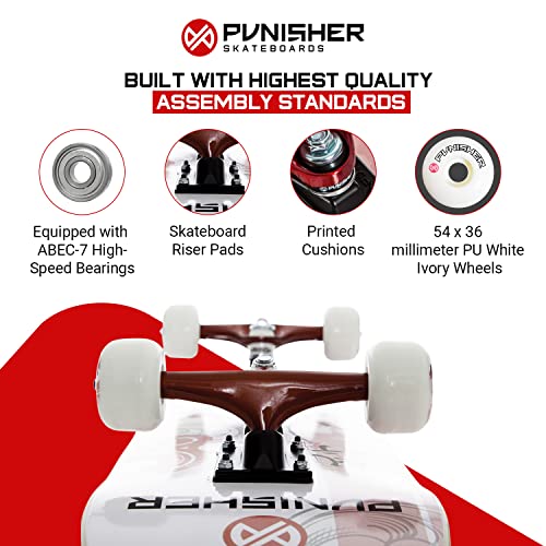Punisher Complete Skateboard For Beginners 31.5" X 7.75" Skate Board For Girls Adults Kids Teens With 7 Layers Canadian Maple Double Kick Concave Deck & Abec-7 High Speed Bearings (Cherry Blossom) #TOP2