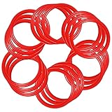 Meooeck 48 Pieces Plastic Ring Toss Toy 2.9 Inch Red Ring toss Rings Carnival Games for Adult Garden...