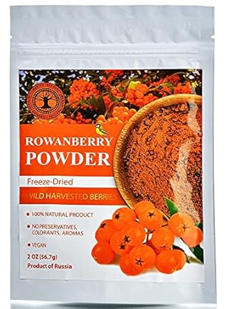 Wild Harvested Rowanberry Freeze-Dried Powder 2 Oz Natural Rowanberry Powder, No added sugar, No GMOs
