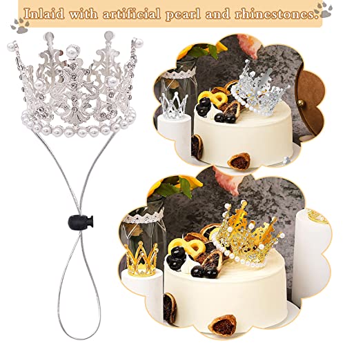 BIPY 2 Stück Hundekrone Stirnband Haustier Geburtstag Hüte Kopfschmuck Gold Silber Prinzessin Strass Kunstperle Krone Tiaras für mittelgroße kleine Welpen Katzen Hunde Party Hochzeit Haarschmuck