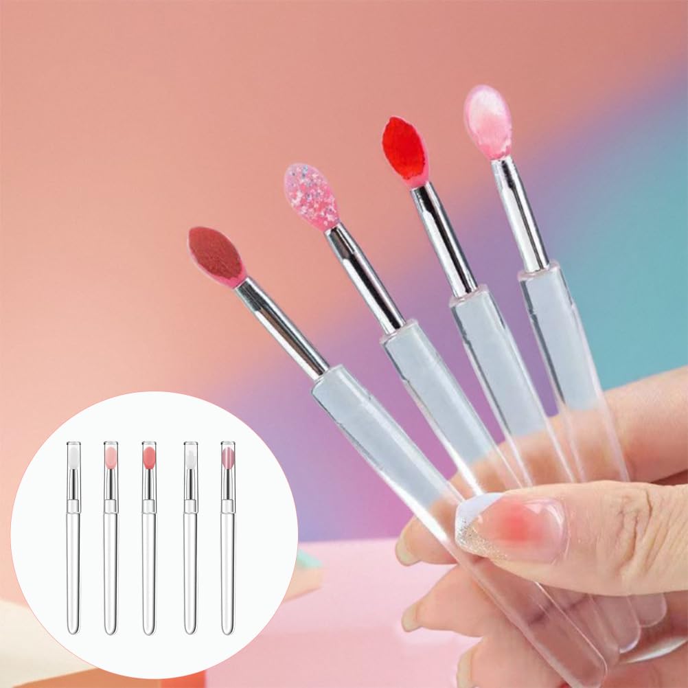 Ensemble de 5 pinceaux à lèvres en silicone avec couvercles, comprenant des pinceaux à lèvres,des pinceaux exfoliants pour les lèvres et des pinceaux cosmétiques,pinceau silicone,gommage levre