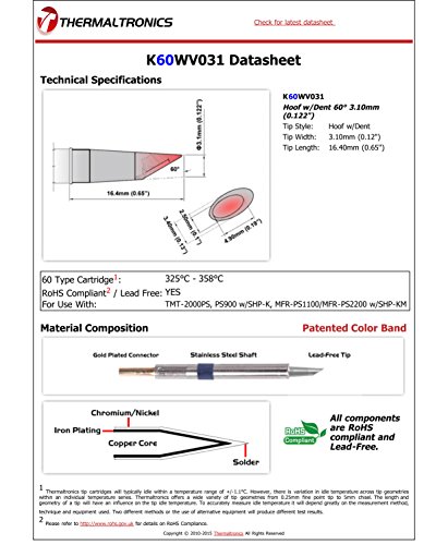 Image of Thermaltronics K60WV031 Hoof w /Dent 60deg 3.10mm (0.122in)