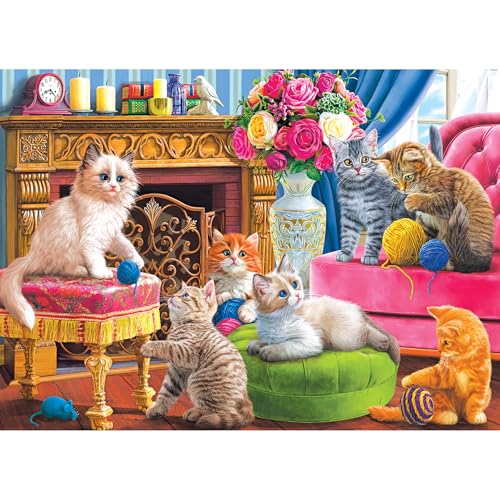 RoseArt Kodak Premium Cork Rompecabezas de 1000 piezas para adultos - Kittens by the Fireplace miniatura 2