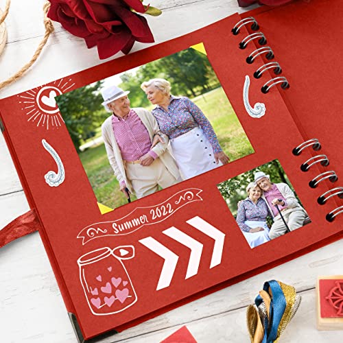 image for Bstorify Square Scrapbook Photo Albums 7 x 7 Inch Red Thick Paper, Har