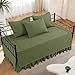 HOMBYS Daybed Cover Sets- Diamond Stitching Daybed Bedding Set, All Season Cozy Bedding with Bedskirt with Shams, Microfiber Filling, 5 Pieces, Olive-Green