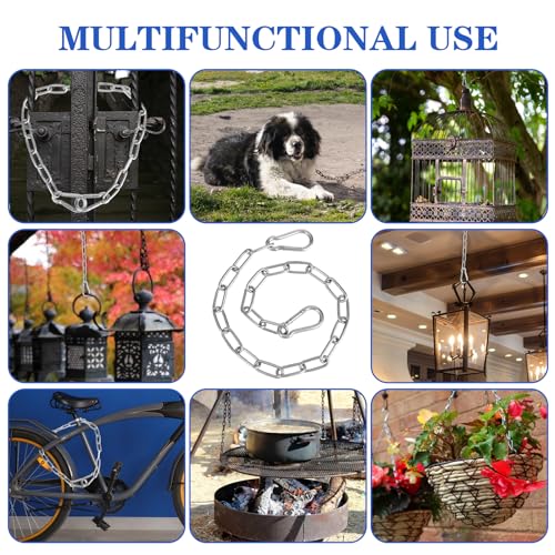 Kette, Edelstahlkette Metallkette Sicherheitstür Kettenschloss mit Bergsteigerschnallen an Beiden Enden Haustier Hundekette für Fahrradtüren Zäune Rollerschlösser Diebstahlsicherung Kette