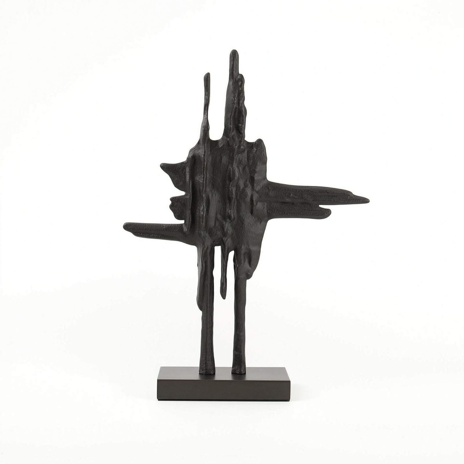 Metal Sculpture Geometric Sculpture with Rectangular Base Textured Abstract Statue for Home Stylists, Console Table, Living Room, Bookshelf 30-9-46cm B-image-42