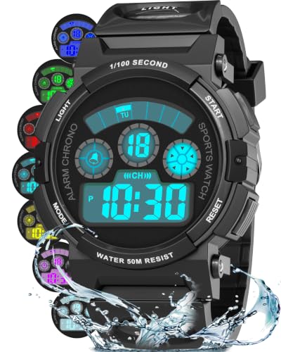 Image of Edillas Kids Digital Watch 7 Colors 50M Waterproof Sport Alarm Boys 7-15