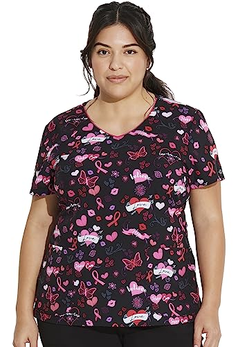 Dickies EDS Women Scrubs Top V-Neck Print DK852 S Hope Heals