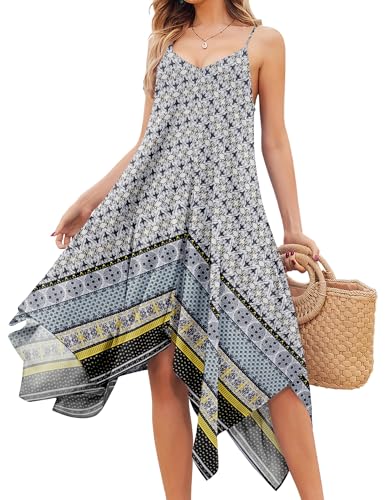 Image of Chigant Women's 2026 Summer Dress Casual Boho Sundress Spaghetti Strap Swimwear Cover Up Beach Flowy Midi Vacation Dresses