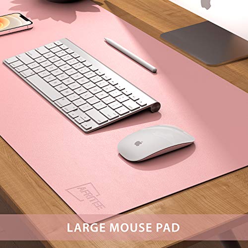 Image of AFRITEE Desk Pad Protector Mat - Dual Side PU Leather Desk Mat Large Mouse Pad Waterproof Desk Organizers Office Home Table Decor Gaming Writing Mat Smooth (Light Blue /Baby Pink, 31.5 inch x 15.7 inch)